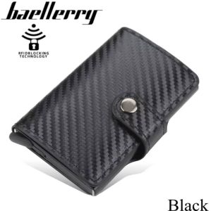 100% High Quality Baellerry Smart Wallet For Men RFID Blocking Protected Card Case New Fashion Automatic Popup Carbon Fiber Leather Aluminum Alloy Smart Wallet Fashion Purse Credit Card Holder  BusinessID Card Holder Wtih Hasp For Women and Men