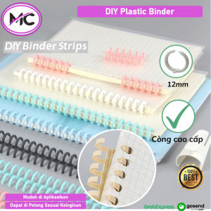 DIY Platic Binding Strip 30 Lubang Ring Binder Plastik Pastel Loose Leaf Papper Universal Buka Tutup
