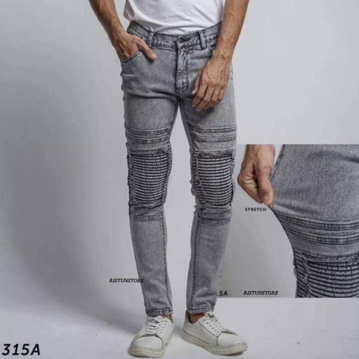 DISKON Skinny Jeans Bikers Pria Celana Jeans Sobek Ripped Jeans Pria  Premium Celana 29-38 Celana Jeans Panjang Bikers Snow Ripped Celana  Jeans