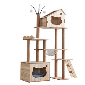 Cat Scratcher Tree Untuk Beberapa Kucing Semua Dalam Satu Menara Kayu Modern