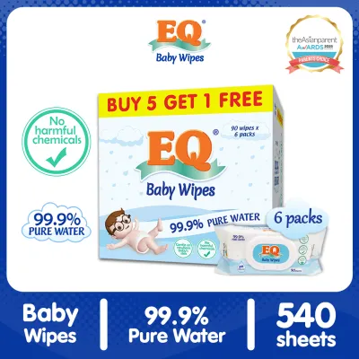 EQ Wipes 99.9% Pure Water 90s 5+1