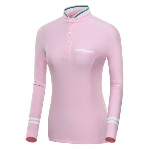 Golf Womens Shirt Polo Top Fashion Tennis Sportswear Golf Clothing Women Long Sleeve Shirts Golf Tops New Stand Collar Team Uniform Outdoor Sports Clothes College Korean Style