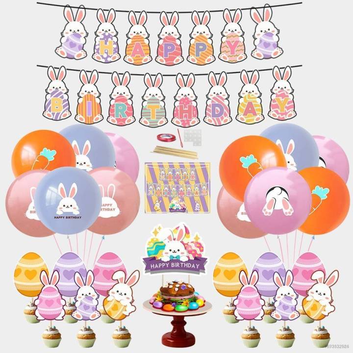 Kira Easter Bunny Theme kids birthday party decorations banner cake ...