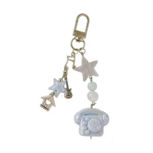 พวงกุญแจโทรศัพท์เรโทรพวงกุญแจสายคล้องโทรศัพท์วินเทจแหวนประดับที่มีน้ำหนักเบาสำหรับตกแต่งสำนักงานบ้าน