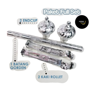 Full Set Batang Gorden / Besi Gorden / Tiang Gorden Jendela Pintu 50100150cm GOLDSILVER COKLAT