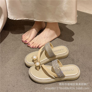 Free Shipping Roman-Style Sandals New Spring/Summer Collection Round-Toe V-Shaped Sequined Flat-Soled WomenS Fashion Beach Sandals
