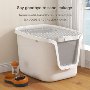 Enclosed Extra Large Grey Toilet Odor Top Entry Splash-Proof Sand-Proof cat litter box