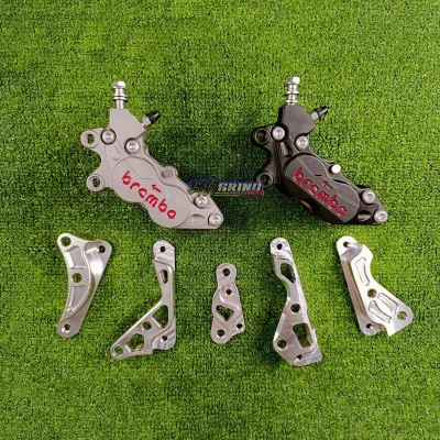 4 POT CALIPER WITH CNC BRACKET FOR CLICK / PCX / AEROX / NMAX / MIO / WAVE / SNIPER / BEAT / RAIDER