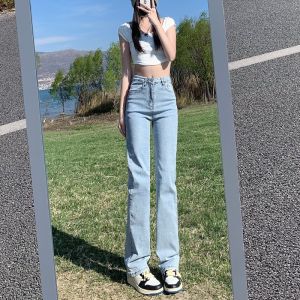 กางเกงยีนส์มาใหม่ สตรีแนวสไตล์เ กาหลีทรงขากระบอก เนื้อผ้าดีระบายอากาศใส่สบาย
