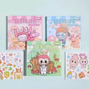 Magnetic DIY Book Motif LABUBU Mainan stiker book magnet anak motif LABUBU lucu dan viral ukuran besar