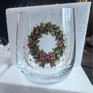 New Portable Christmas Glass Art Cup Cute Xmas Drinking Glass Festive Holiday Water Cup Novelty Christmas Glassware