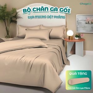 Bộ Chăn Ga Gối Lụa Micro Dệt Phẳng Chagota Bedding size 1m2 đến 2m2 Mềm Mịn Thoáng Khí Chăn Ga Gối 5 Món Chuẩn Khách Sạn