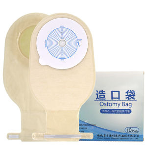 10pcs/box 15-65mm Cut Size Beige Cover Drainable one-piece System Ostomy Bag Colostomy Bag Pouch Ostomy Stoma