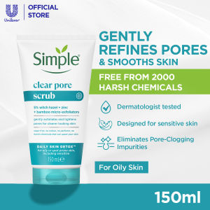 Simple Daily Skin Detox Pore Polishing Cleaning Facial Scrub Dirt Oil Makeup Removal (150ml)