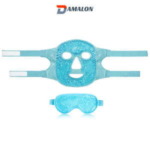 DAMALON Masker wajah topeng Model Gel Facial Mask Kompres Es Mengurangi Bengkak di Wajah Lingkaran Hitam Manik-manik Gel Kompres Panas dan Dingin SPA Wajah untuk Wanita yang Sedang Tidur Tekanan Sakit Kepala Perawatan Kulit Perawatan Pasca Laser