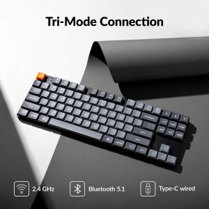 Keychron K1 Max Ultra-Slim QMK/VIA Bluetooth Wireless/USB Wired Custom Mechanical Keyboard，2.4 GHz Hot Swappable TKL Layout RGB Backlight Gaming Keyboard