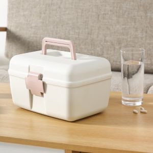 Hộp thuốc y tế gia đình - Hộp đựng thuốc 3 tầng chia nhiều ngăn tiện ích. Hộp y tế gia đình có quai xách cơ chế mở 180 độ thông minh