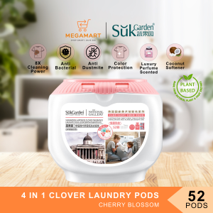 [MegaMart.sg] SukGarden 4-in-1 Plant Based Concentrated Clover Hearts Laundry Detergent Pods - 52 Capsules/Tub