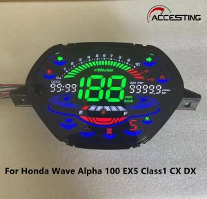 For Honda Wave Alpha 100 EX5 Class1 CX DX Motorcycle Full LED Digital Meter Odometer Speedometer Tachometer