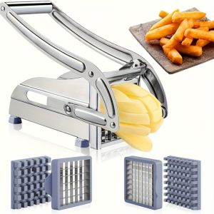 Stainless Steel French Fries Potato Chips Strip Slicer Cutter Chopper Chips Machine With 2 Blades