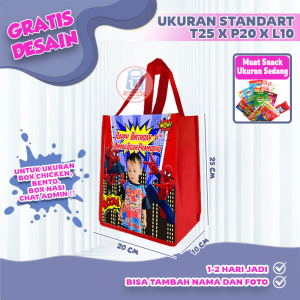 (25 pcs) Tas souvenir ultah goodie bag ulang tahun murah tas muat snack ultah gratis nama dan foto tas ulang tahun anak termurah dan terlaris