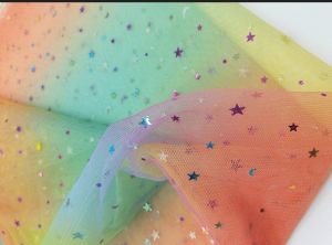 VẢI VOAN CẦU VỒNG ĐÍNH TRĂNG SAO KHỔ 160CM