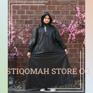 Jas Hujan Gamis Muslimah Dewasa Zipper Ponco Syari Bahan Kuat Dan Tebal Tersedia Berbagai Warna Menarik Dusty Pink Matcha Merah Biru Orange Hijau Army Navy Hitam Pink Dan Kuning
