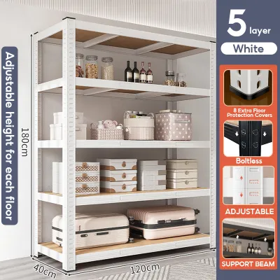 XUXU 6 Tier Boltless Rack Rak Besi Serbaguna Bertingkat Warehouse Store Home Metal Kitchen Rack Office Shelf Detachable High Loadbearing Shelf