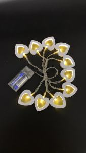 Wooden String Light 1.5m White Outdoor Christmas Lights Room Battery Operated Decorative Led Red Holiday Fairy Birthday Decoration Indoor Warm White Heart Wedding Party Copper Wire