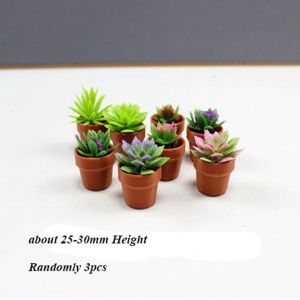 MILDGLOW 3pcs Multistyles Dollhouse Miniature Potted Plant 1:12 Mini Bonsai Garden Home Model High Quality Green Leaves Plant Pot Doll House Accessories