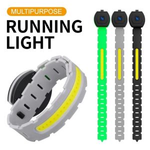 JUSTODO Silicone COB LED Armband Light 3 Modes Rechargeable Cycling Light Portable Lightweight Safety Reflective Arm Strap Outdoor