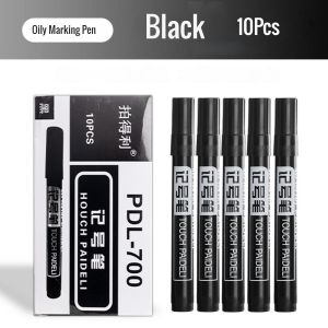 10Pcs Oil Based Markers Permanent Marker Pen Black Blue Red Ink Waterproof Quick Drying Stationery Office Supplies