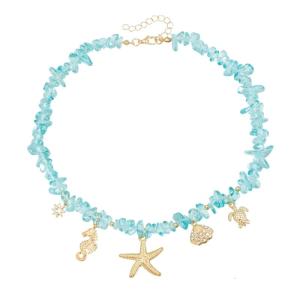 Playful Starfish Drop Necklace Lightweight Alloy Collarbone Chain With Embellishment For Casual Daily Wear