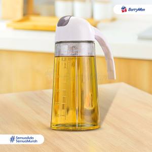 Botol Minyak Goreng Bahan Kaca Tebal Tutup Otomatis 600ML