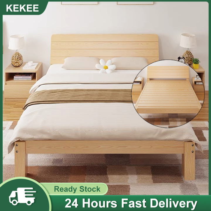KEKEE High Quality Wooden Bed Frame Furniture Simplicity Bedroom Solid