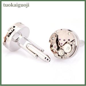 tuokaiguoji 1Pair Vintage Mens Cufflinks Watch Movement Cuff Links Wedding Steampunk