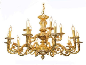 Đèn chùm đồng xịn 100% Mạ vàng 24K - Đèn chùm đồng nến cao cấp 30 tay nến đèn tân cổ điển đèn chùm đồng cho trần gỗ