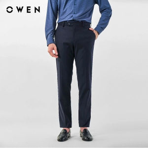 Quần âu Owen QTR14 cạp có tăng đơ màu than đen vải dày regular fit