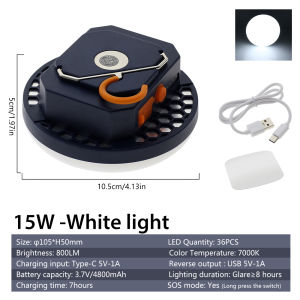 Outdoor LED Camping Light high brightness large area lighting Waterproof 15W/30W/40W/60W LED camping lamp high capacity battery IP65 Waterproof Dual USB Power Bank for Phone Charging