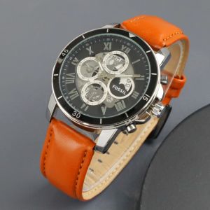Box Exclusive Jam Tangan FOS 4 Lingkar VA-484OA / Jam Tangan Fashion Pria Tali Kulit Diameter 45 cm