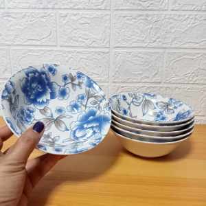 Set for 6pieces Floral Blues 6inches round 2inches height soup bowl or salad bowl / small or 1pax serving