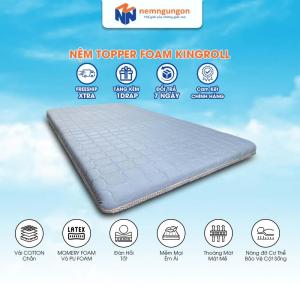 Đệm Topper nệm Foam Kingroll cao cấp dày 5cm đủ kích thước có thun ràng - Đàn hồi nâng đỡ và êm ái