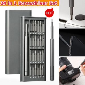 24 In 1 Screwdriver Set Precision Screwdriver Opening Repair Tools Kit Set Multitool Aluminum Alloy Case