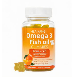 Fish Oil Gummies Sodium Supports Eyes Brain Joints and Cholesterol Levels Orange Flavor 60 Capsules