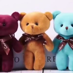 Ribbon Mini Teddy Bear Keychain Cartoon Plush Bear Stuffed Toy Valentine’s Day Gift Decor