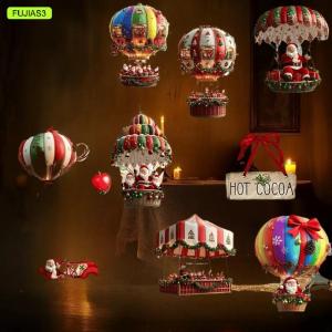 【E-WOITD】 10 20 30 cái bằng gỗ giáng sinh Hot Air Balloon Santa Claus Mặt dây chuyền Cây giáng sinh treo trang trí Xmas cây đồ trang trí quà tặng
