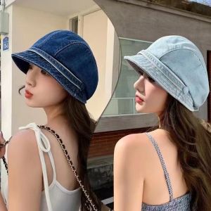 หมวกบักเก็ตยีนส์ฟอก ผ้าหนา งานสวย ทำให้ใบหน้าดูเล็กลง หมวกผ้ายีนส์สไตล์ย้อนยุค