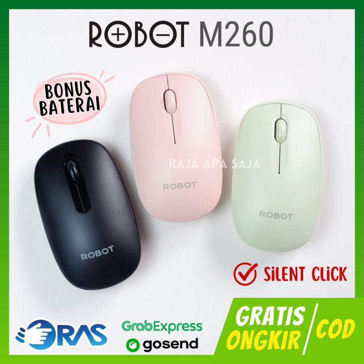 Mouse Wireless Robot Untuk HP Tab Laptop PC Komputer Bluetooth Office Kantor Tanpa Kabel Pink M260