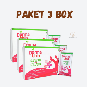 PAKET 3 BOX Dermathib Glutation Plus Collagen Minuman Rasa Stroberry Perawatan Kecantikan