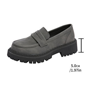 Plus-Size WomenS Leather Shoes New Autumn Low-Heel Slip-On Loafers
